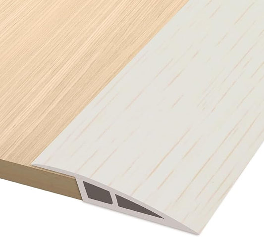 Vinyl Door Threshold Flooring Transition Strip Self Adhesive Carpet Edging Strip for Laminate Doorway Edge Threshold from 2/5" to 3/5" (Beige Wood Grain, 10 Ft)