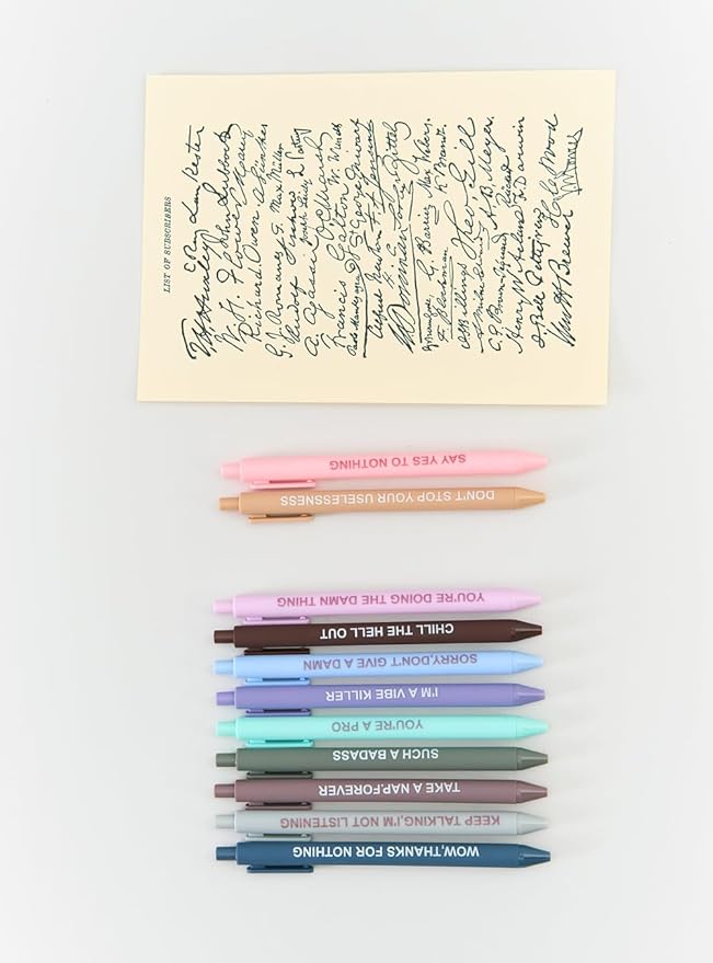 Funny Pens Set for Adults, Swear Word Daily Ballpoint Pen, Premium Novelty Pens Set Days of The Week Pens Dirty Cuss Word Pens for Each Day Funny Office Gifts for Coworkers (J)