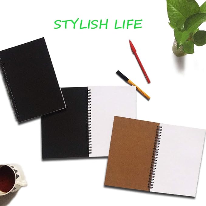 Spiral Notebook, College Ruled Notebooks, Thick Paper, 1 Subject, 3 Pack, 60 Sheets, 6''*8'' (Line Khaki)