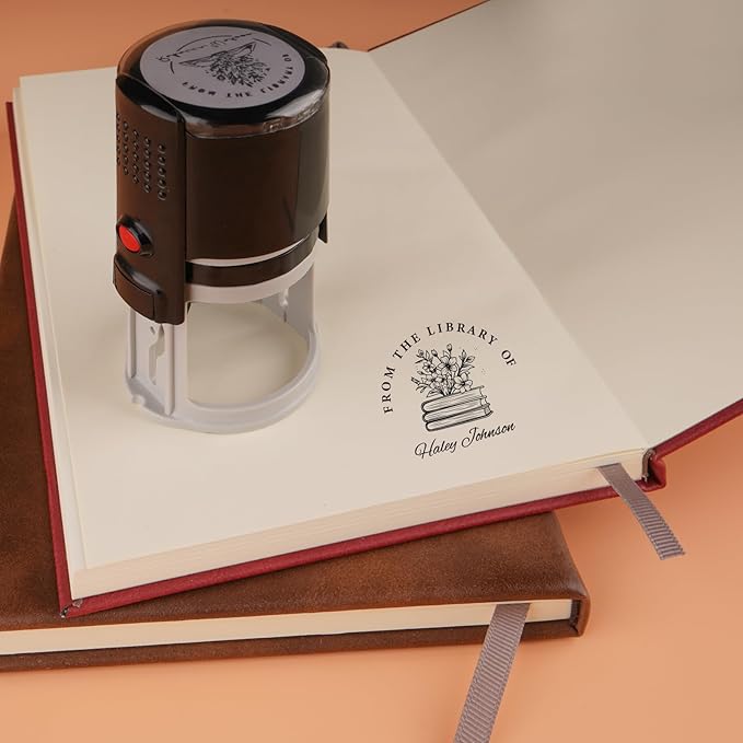 Custom Self-Inking Stamps | Personalized Book Stamp Gift for Book Lovers | 5 Ink Colors (Style07)