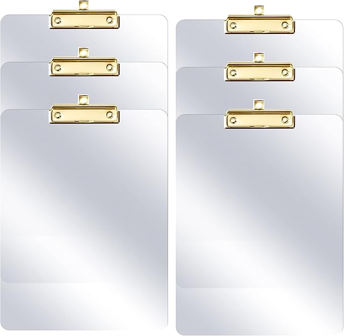 PERFORMORE 6 Pack of Plastic Clipboards, 12” x 9” Clear Acrylic Clipboards with Gold Clip, Durable Stylish Clipboard with Low Profile Clip, Perfect for Home School Classroom Office Events Seminars