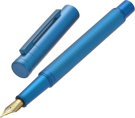 Asvine Blue Forest Fountain Pen Extra Fine Nib, Classic Design with Converter and Metal Pen Case, The Light of Hope Serise