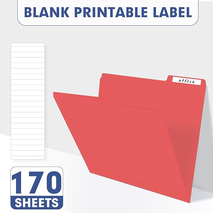 File Folder, PANDRI 170 Pack Colored File Folder, 1/3 Cut Tab, Letter Size, Assorted 12 Colors Filing Folder for Office School Business