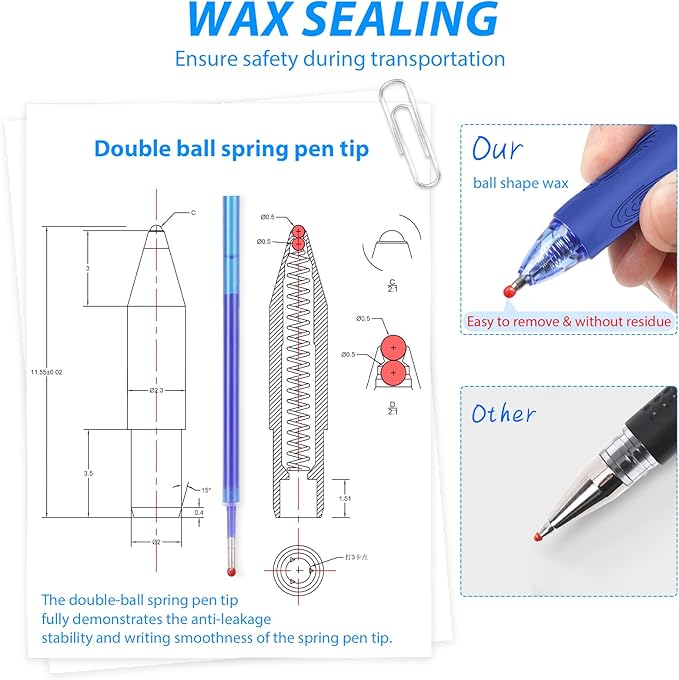 8-Pack Erasable Ink Pens with Built-in Eraser | 0.7mm Fine Point Gel Pens for Smooth Writing - Gel Pens for School, Office, Journals & Exams,Blue pens,Blue Ink pens