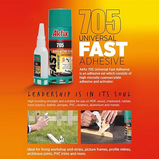 Akfix 2-Pack 400ml 705 Fast Adhesive CA Glue (3.50 oz.) with Activator (13.50 fl oz.) Clear Super Glue Adhesive and Accelerator Spray - 2 Pack