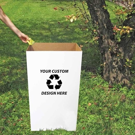 VictoryStore 22.3 gallons Cardboard Trash Bin, Reusable, Recyclable and Disposable Trash Cans, Sturdy Cardboard Medium Size (Custom Logo, 25-Pack)