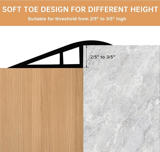 Vinyl Door Threshold Flooring Transition Strip Self Adhesive Carpet Edging Strip for Laminate Doorway Edge Threshold from 2/5" to 3/5" (Smoked Brown Wood Grain, 3.3 Ft)