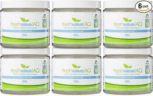 Fresh Wave IAQ Commercial Odor Eliminating Gel, 16 Fl. Oz. | Pack of 6 | Odor Absorbers for Home | Safer Odor Relief | Natural Plant-Based Odor Eliminator | Replace Every 15-60 Days