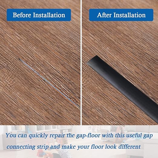 Floor Transition Strip Self Adhesive Floor Cover Strips Laminate 2" Wide Vinyl Flat Divider Transitions (5cm, 20Ft, Black)