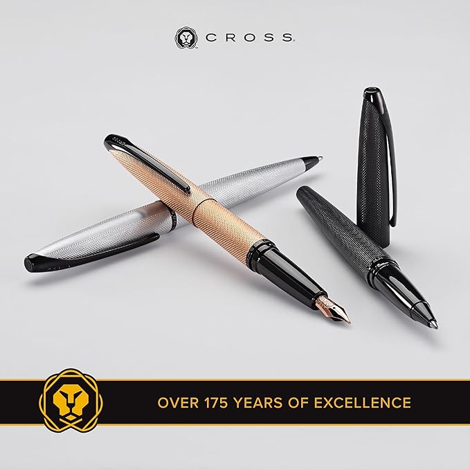 Cross ATX Refillable Ballpoint Pen Presented in a Luxury Gift Box - Medium Point, Black Ink, Sandblasted Rose Gold