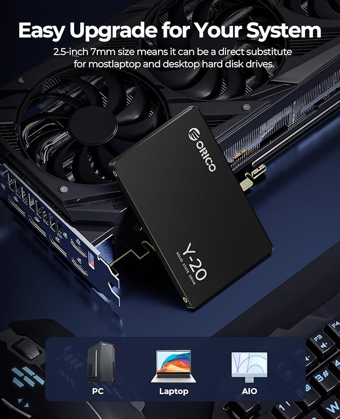 ORICO 128GB SATA SSD 2.5 Inch Internal Solid State Drive, Read Speed up to 500MB/s, SATA III 6Gbps for Desktop Laptop NAS DIY External Drive - Y20
