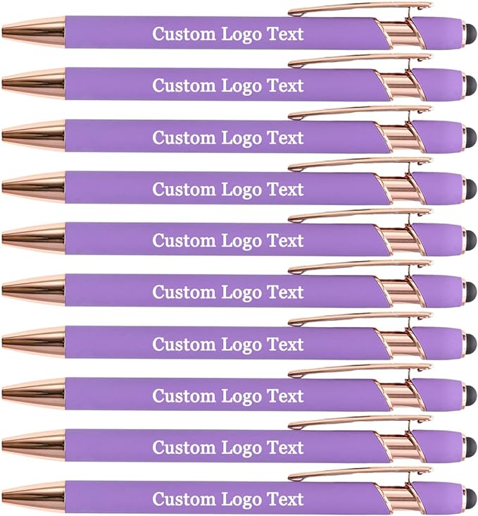 Custom Engraved Ballpoint Pens Bulk, Personalized with Name/Logo, Black or Blue Ink, Smooth Writing for Office, School, Business, Church, Reunion Violet 20 Pcs