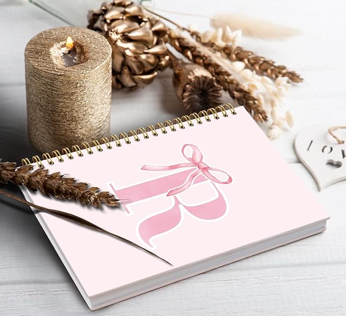 Coquette Trendy Preppy Pink Bow Spiral Notebook,Initial R Journal Personalized Teen Girl Gifts,Monogrammed Gifts for Women Teen Girl,College Ruled Hardcover Spiral Notebook 5.5 x 8.3