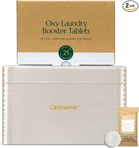 Cleanomic Oxy Booster Tablets (Whites) and Tablet Tin Bundle