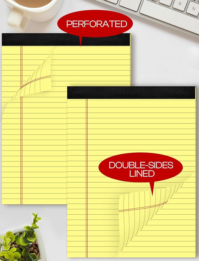 8 Pack Yellow Legal Pads 8.5 x 11 Wide Ruled Note Pads 8.5 x 11 Lined Paper Writing Pads Yellow Notepads 8.5 x 11 Notebook Paper for Work Legal Notepads Yellow Pads of Paper 30 Sheets per Legal Pad