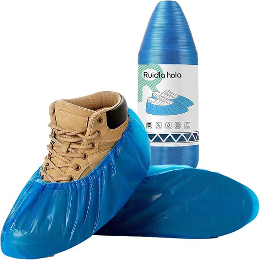 Shoe Covers Disposable Non Slip - 70‑Pack Compact Tear‑Off Roll, Waterproof CPE Boot Covers,Disposable Shoe Covers, Shoe Booties for Indoor Use, Home Cleaning, Real Estate (One Size Fits Most)