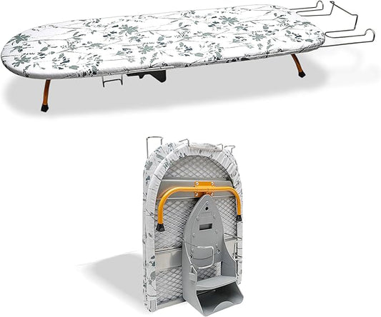 Tabletop Ironing Board Folding with Iron Holder and Iron Rest, Portable Space Saving Small Metal Ironing Board