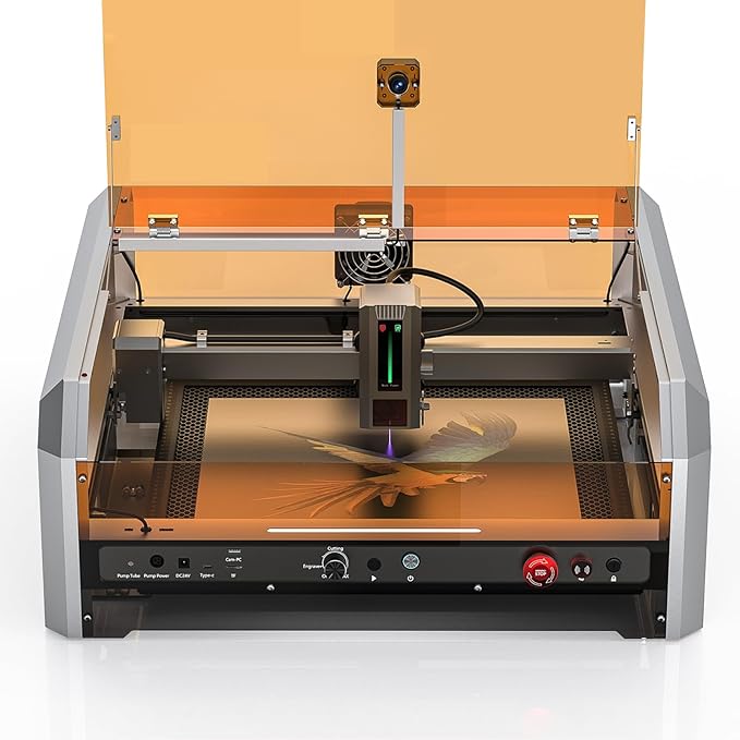 L8 Laser Engraver, 40W Power Output Laser Cutter Built-in Acrylic Enclosure with Vent, 40,000mm/min All-in-one Laser Engraving Machine Air Assist Pump, Honeycomb, Camera, Laser Safety Class 1