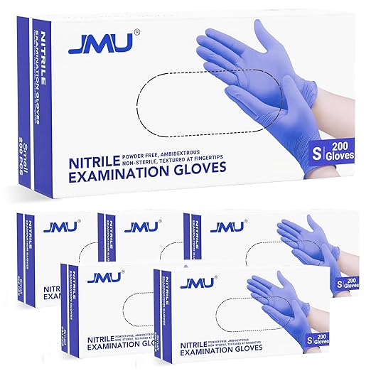 JMU Nitrile Gloves Small Case of 1200, 3.5Mil Nitrile Exam Gloves, Latex Free, Powder Free, Violet Blue