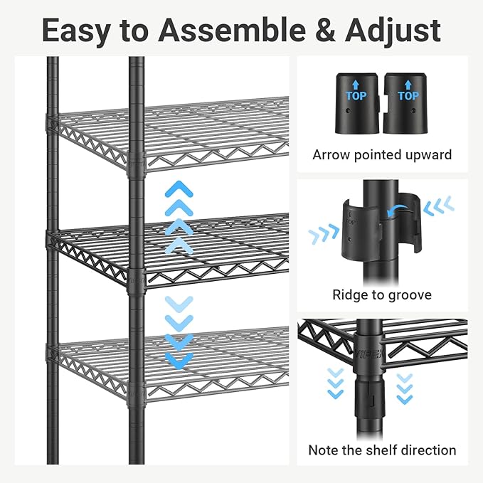 VIPEK Classic V6 Wire Garment Rack Heavy Duty Clothes Racks with Shelves, Freestanding Portable Wardrobe Closet Rack for Hanging Clothes Closet System 68.9" L x 15.7" W x 76.4" H, Load 850LBS, Black