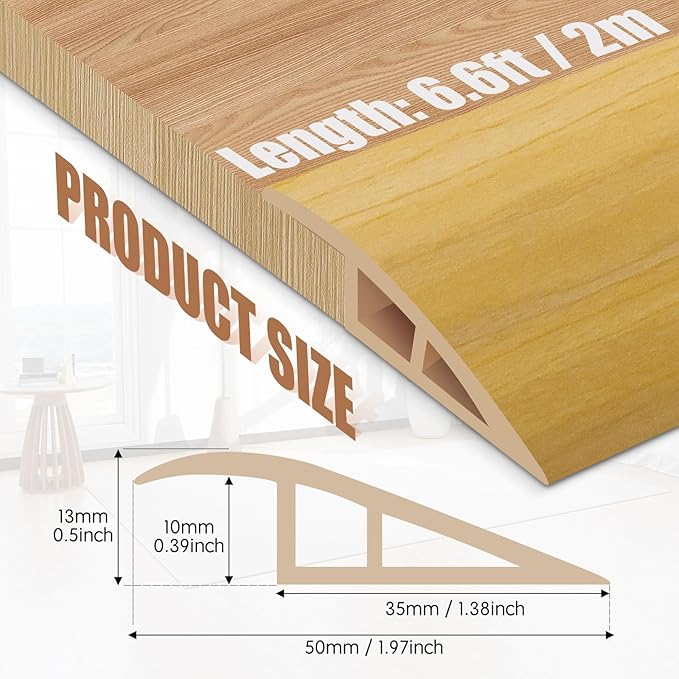 Floor Transition Strip Door Threshold 79" Floor Transition Reducer Trim on The Edges Threshold Strip Self Adhesive Suitable for Doorways, Tiles, Carpet