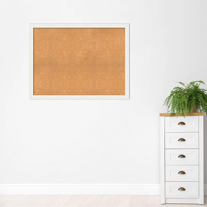 Amanti Art Natural Cork Board for Wall, 37x49 Vision Board with White Frame, Oversize Corkboard Office Decor for Home Organization, Casual Corkboard Pinboard to Display Items for Home Organization in