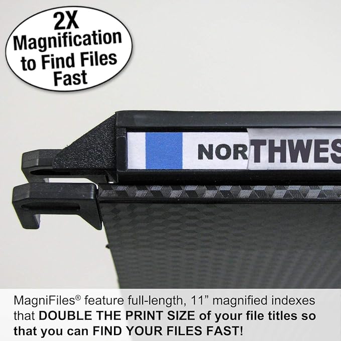 Ultimate Office MagniFile Hanging File Folders (Black, 2" Box Base, Set 2)