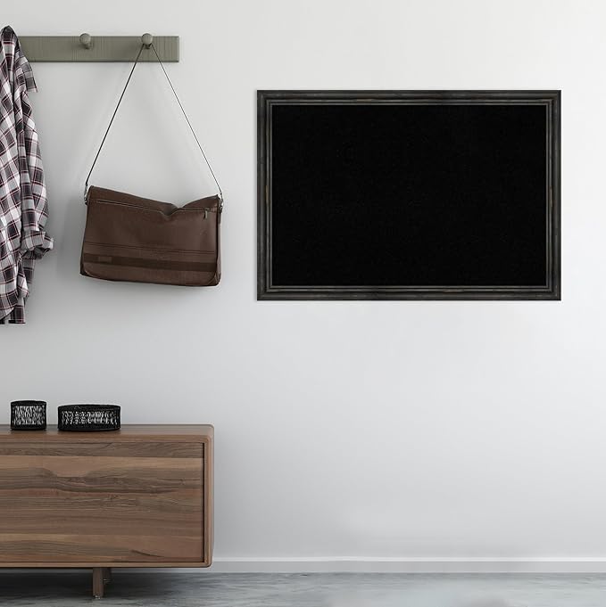 Amanti Art Black Cork Board for Wall, 27x39 Vision Board with Black Wood Frame, Large Corkboard Office Decor for Home Organization, Country Rustic Corkboard Pinboard to Display Items for Home