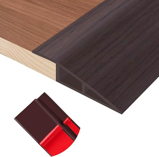 Floor Transition Strip Self Adhesive Vinyl Door Threshold for Doorways Carpet Edging Trim Overlap Edge Reducer for Laminate Floor, Carpet, Tile (Dark Walnut Grain, 3/5" to 4/5", 3.3Ft)