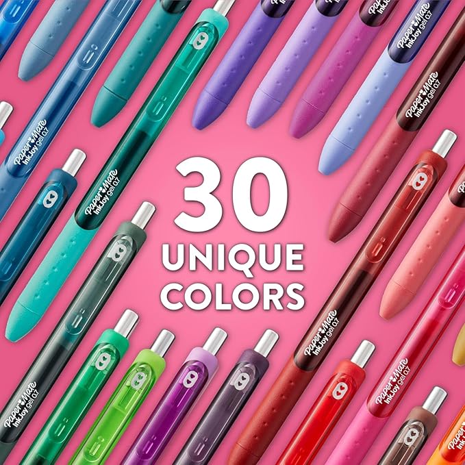 Paper Mate InkJoy Gel Pens, Black Ink, Medium Point (0.7mm), 6 Count, Bundle with Plastic Reusable Pouch