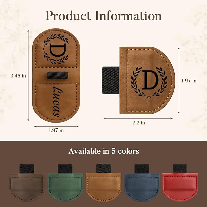 Personalized Bygone Mark Bookmark with Pen Holder,Engraving Leather Magnetic Bookmarks Vintage 26 Letters Name Initials Text Book Marker Clips Gifts for Reading Book Lovers Women (Red, L)