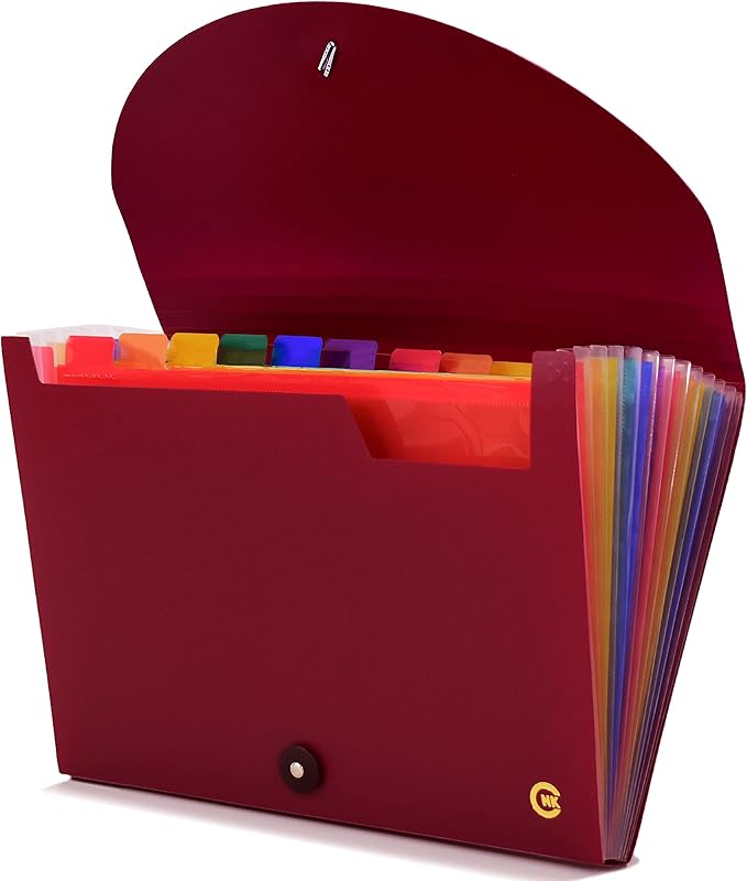 CNK File Folders Organizer with 13 Pockets Accordion Expanding Folder For Documents Receipt Document Paper Pocket Filing Products Accordian Important expandable holder files alphabetical Labels Letter