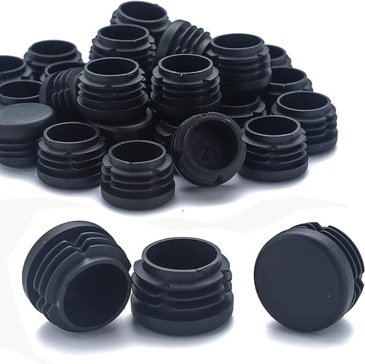 Plastic Plugs Tubing End Caps- Furnigear Black Chair End Cap 1 1/8" Outside Bottom Round Tubing Caps Round Furniture Slides Glides (Fit 1.02-1.06" Tube Inner Diameter, 24pack)