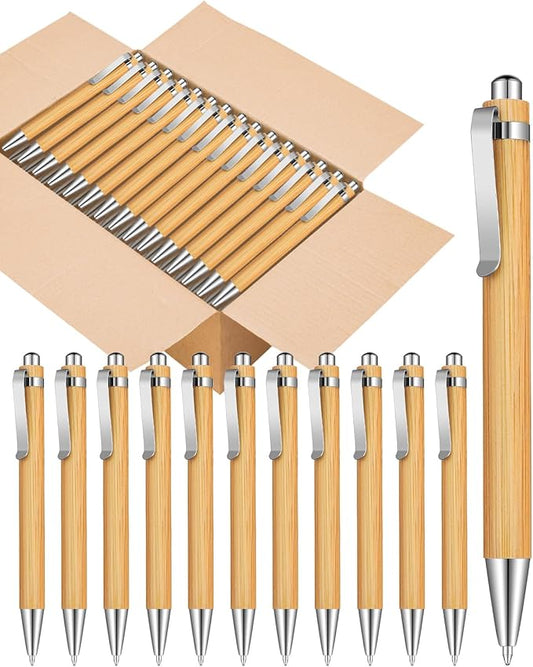 Bamboo Pens Bulk Wooden Bamboo Pens Engraving Wooden Ballpoint Pen Customizable Gift Pen Bulk 50pcs