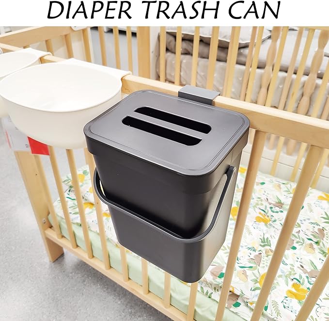 stonespace Kitchen Compost Bin for Countertop, Hanging Small Trash Can with Lid Under Sink for Kitchen Bathroom, Mountable Compost Bucket, Black