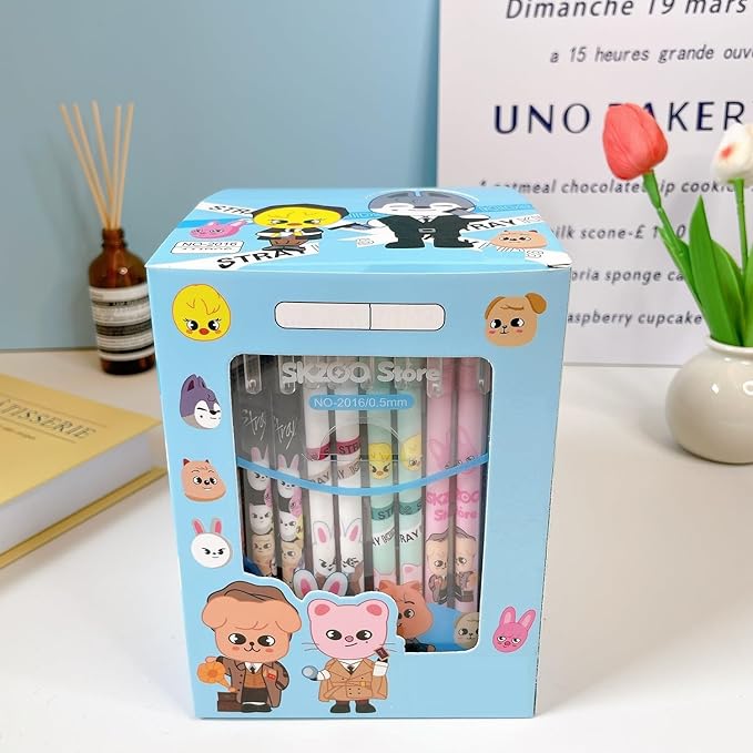 YiYiXiXi 12PCS STRAY-KZOO Pens Ballpoint Gel Pen STRAY-KZOO Merch Office Supplies for Gifts(Colorful)