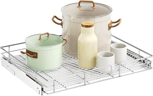 LOVMOR Pull Out Cabinet Organizer 27" W x 21½" D, Kitchen Cabinet Pull Out Shelves Slide Out Storage