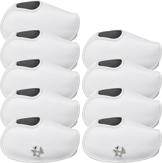 Golf Iron Covers 9pcs or 1pc Saffiano Leather Magnetic Club Headcover for Right Hand