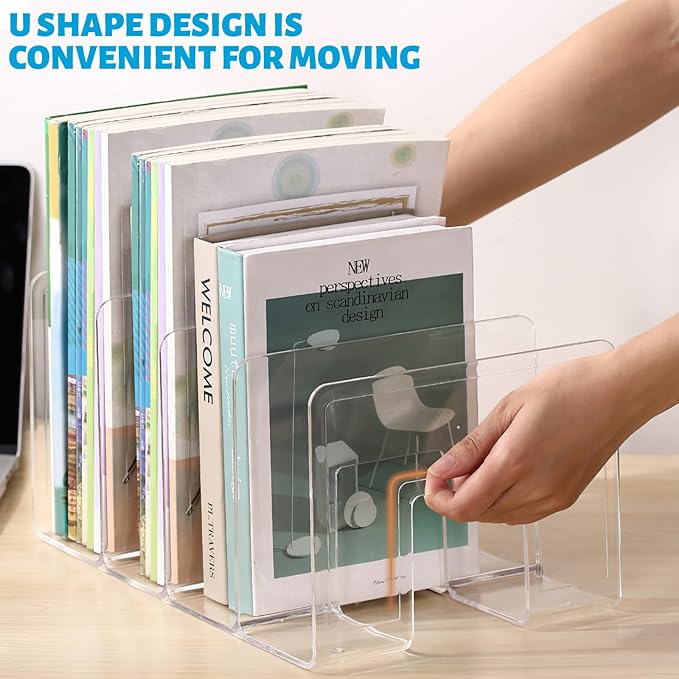 SAYEEC Acrylic File Sorter, Clear File Holder Acrylic Desk Organizer, Sturdy Desktop Files Organizer Files Folder Holder Rack for Envelopes Mail Letter Paper Notebook Electronics (2)