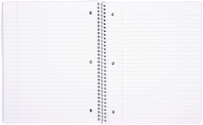 Mintra Office Durable Spiral Notebooks, 1 Subject, (Red, Wide Ruled 12pk), 100 Sheets, Poly Pocket, Moisture Resistant Cover, School, Office, Business, Professional