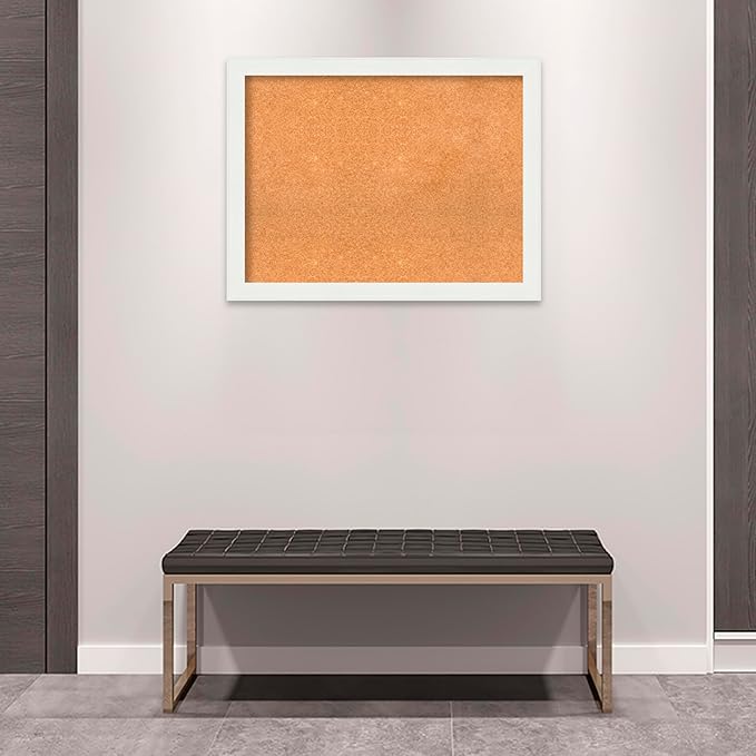 Amanti Art Natural Cork Board for Wall, 27x35 Vision Board with White Frame, Large Corkboard Office Decor for Home Organization, Casual Corkboard Pinboard to Display Items for Home Organization in