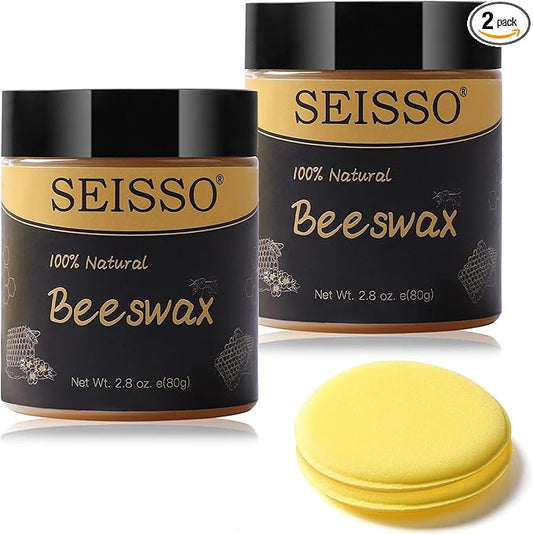 SEISSO Beeswax Furniture Polish, Natural Wood Seasoning Beeswax Furniture Cleaner for Wood Floors, Tables, Chairs and Cabinets
