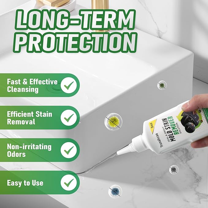10oz Stain Remover Gel Cleaner, Home Stain Remover Cleaner for Front Loader Washing Machine Black Stain Removal Multi Surface Stain Cleaning Gel for Bathroom Seals, Grout, Shower & Tile,Caulk,Tub