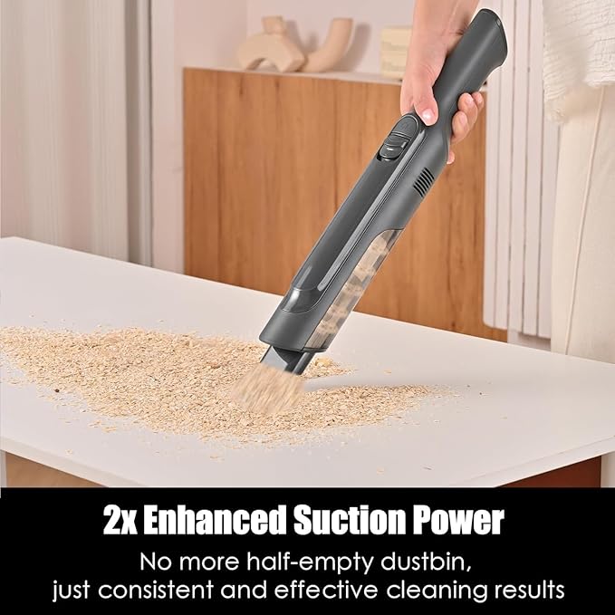 Handheld Vacuum Cordless, Super Lightweight 1.4lb with Powerful Suction, Charging Dock, Single Touch Empty and Detachable Dust Cup, Portable Mini Car Vac for Home Pet Car (Steel Gray)