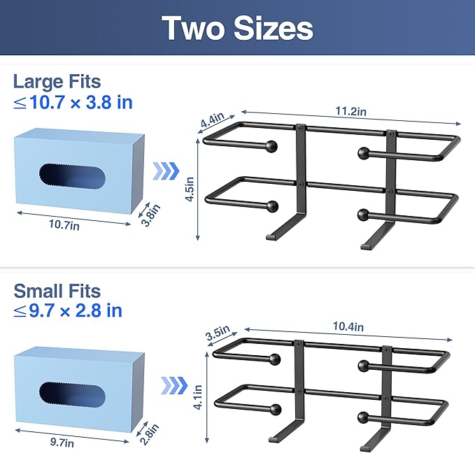 2 Pack Glove Box Dispenser Wall Mount (11.2 * 4.4in): Black Glove Holder Organizer for Disposable & Tissue Box - Organizer on Wall in Lab, Kitchen, Bathroom, Garage