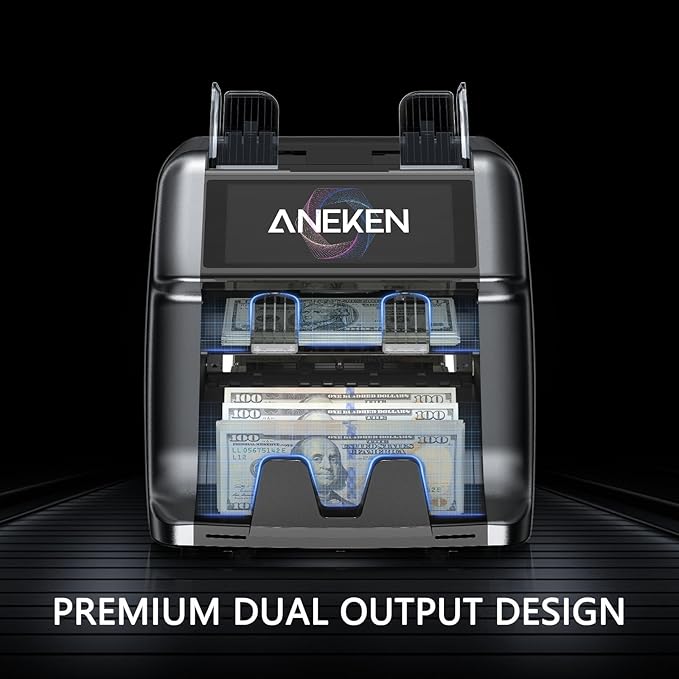 Aneken Ultra Series Mixed Denomination Money Counter with Reject Pocket, 6.9’’ Full Touchscreen, Multi Currency Sorter, 2 CIS/UV/MG/IR/IMG/DD/DBL/HLF/CHN, Bank-Level Counterfeit Detection Bill Counter