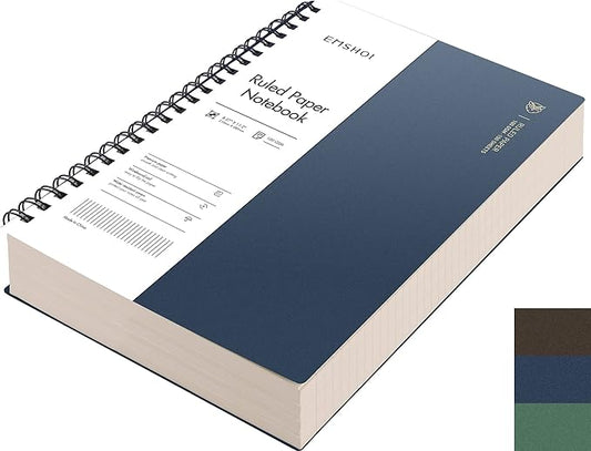 EMSHOI A4 Spiral Notebook College Ruled Lined Journal, 11.2" X 8.27", 300 Pages/150 Sheets, 100gsm Thick Paper, Waterproof Softcover, Twin-Wire Binding, for School Work Business Writing-Blue