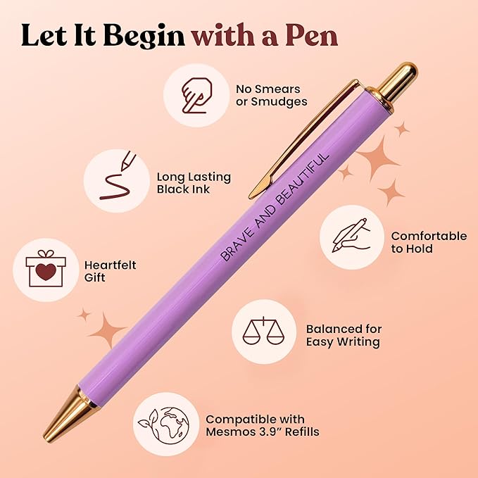 MESMOS 3Pk Fancy Pens for Women, Ballpoint Pens, Get Well Soon Gifts for Women, Breast Cancer Survivor Gifts, Comfort Items for Cancer Patients Must Have, Comforting and Thoughtful Gift