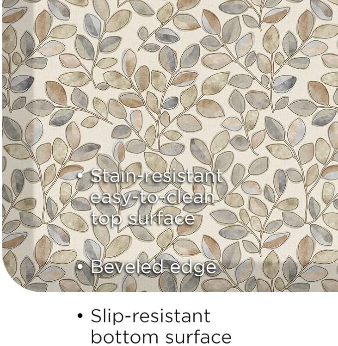 GelPro Designer Comfort Cushioned Anti-Fatigue Standing Kitchen Floor Mat, Padded Stain-Resistant, Waterproof, Non-Slip Comfort Padded Desk/Office Mat - Orchard Almond Kitchen Mat 20x48
