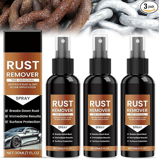 3 Pcs Nexa Rust Remover Spray, 2025 Upgrade Rust Remover for Metal, Car Scratch Remover, Iron Stain Cleaner for Multiple Surfaces,for Heavy Duty Rust Dissolver for Metal, Tools, Cars, Chains
